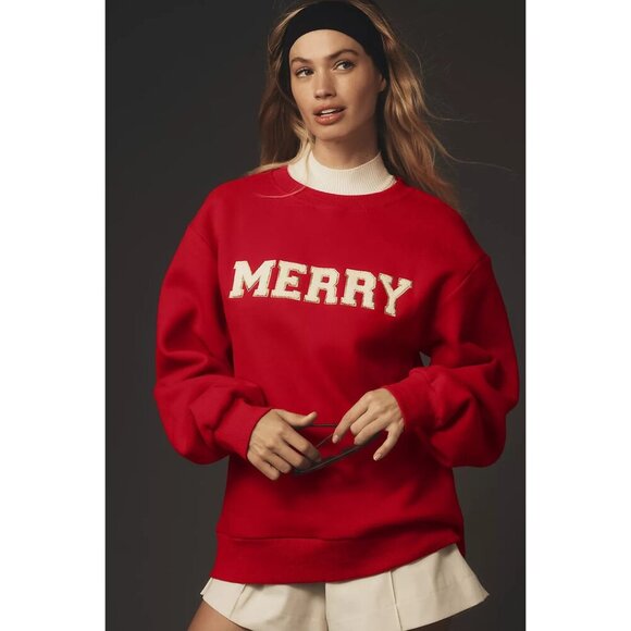 BEACH RIOT Anthropologie Dawn Sweatshirt in Merry Red Size Large - Picture 1 of 9